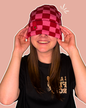 Load image into Gallery viewer, Pink & Red Checkerboard Beanie