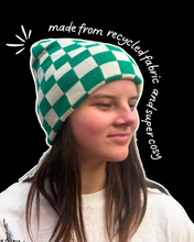 Load image into Gallery viewer, Green & White Checkerboard Beanie