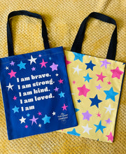 Load image into Gallery viewer, The Positive Self-Talk Tote ~ Navy Stars