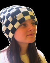 Load image into Gallery viewer, Black &amp; White Checkerboard Beanie
