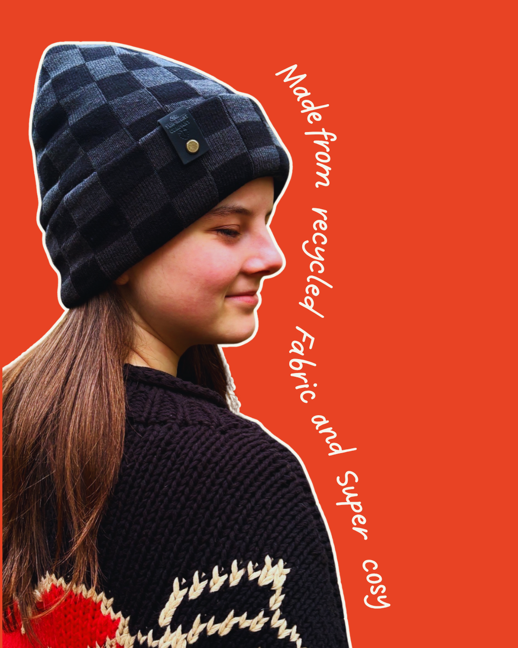 Black & Grey Checkerboard Beanie