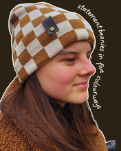Load image into Gallery viewer, Caramel Checkerboard Beanie
