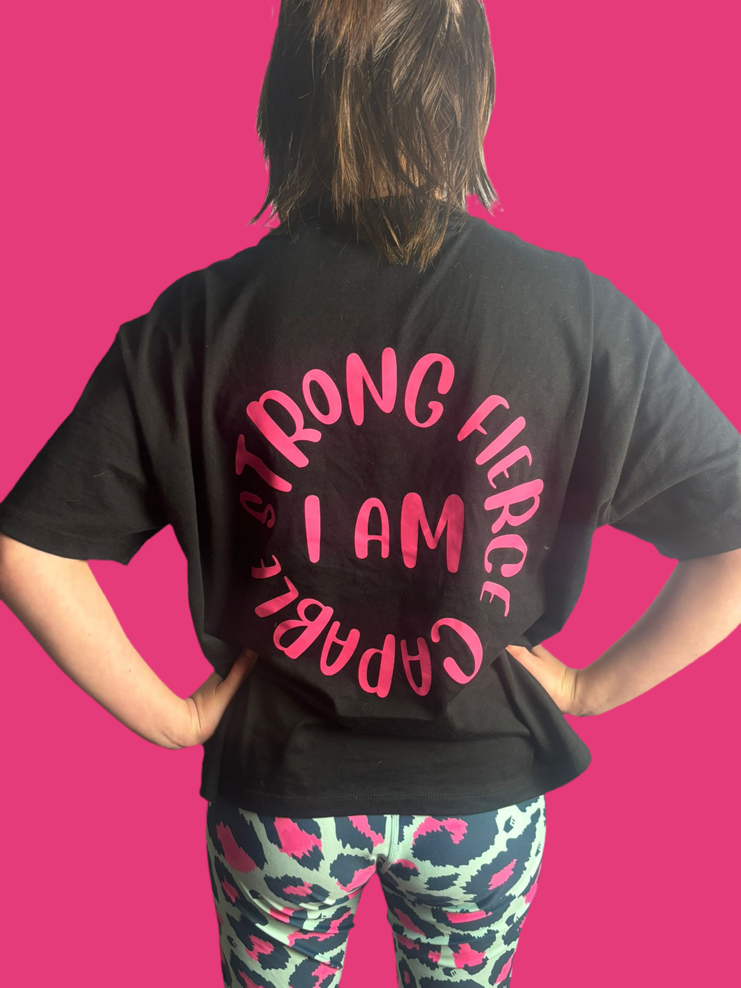 Black and Hot Pink Boxy Tur-Shirt