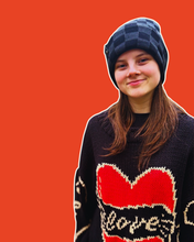 Load image into Gallery viewer, Black &amp; Grey Checkerboard Beanie
