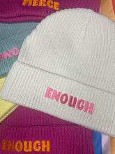 Load image into Gallery viewer, ENOUGH Ribbed Beanie ~ Cream &amp; Pink
