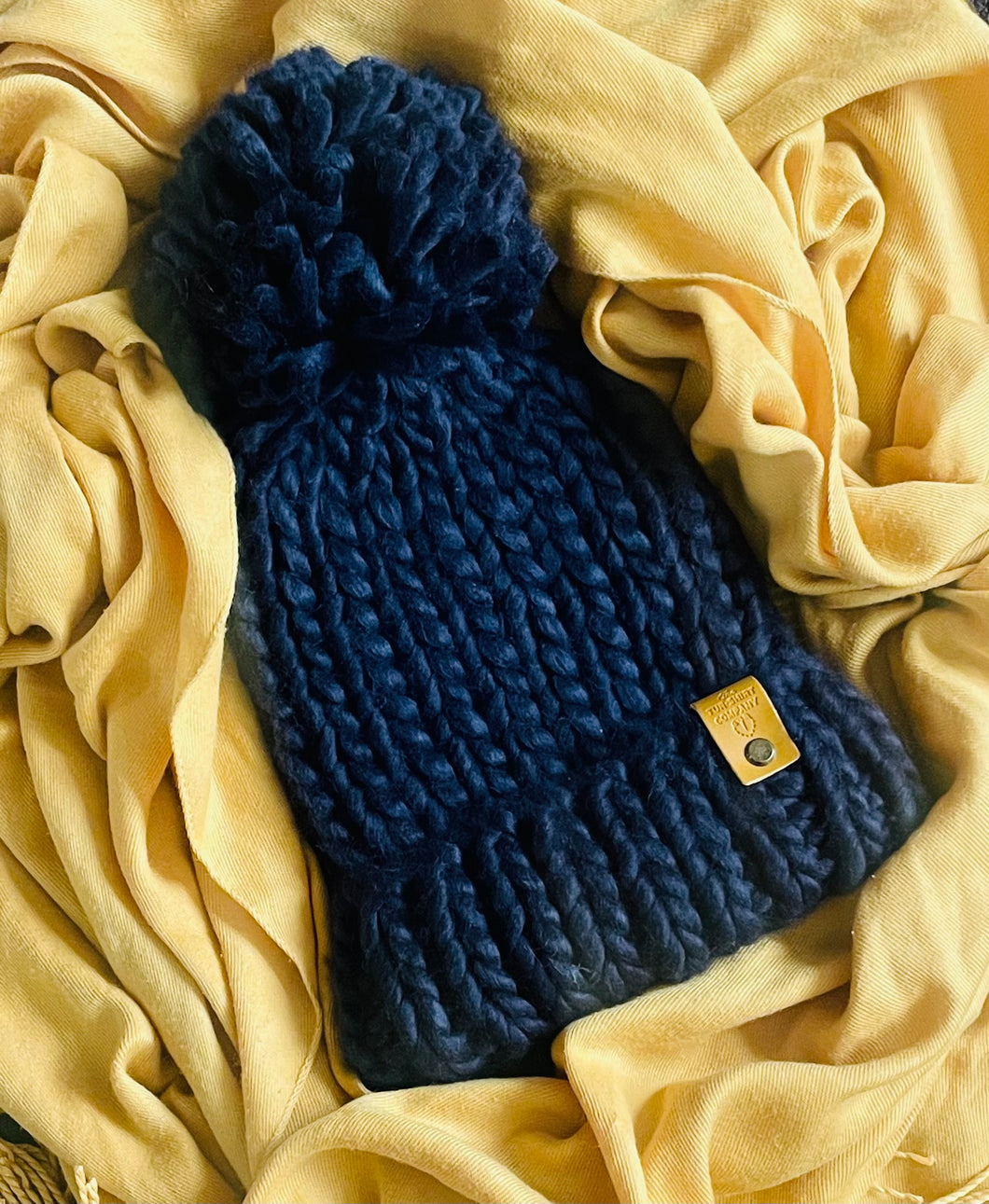 Hand Knitted Chunky Knit Hat ~ Navy